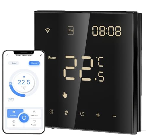 2023 Irishom WiFi Thermostat Raumthermostat Elektrische Fußbodenheizung Wchentlich Programmierbar Einstellbare Helligkeit Kompatibel mit der App tuya 16A