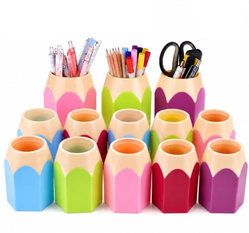 STOBOK Pencil Pots for Classroom Desktop Storage Pen Holder Student Stationery Crayons for Kids Colored Color Pencils for Kids Crayon Container for Student Desk Pen Dispenser 15 Pcs