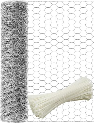TOYPOPOR Hühnergeflecht 40 cm x 5 m, rostfrei, sechseckig, verzinkt, zum Schutz von Gartenpflanzen, Gemüse, Blumen, Früchten vor Hunden, Kaninchen, Eichhörnchen