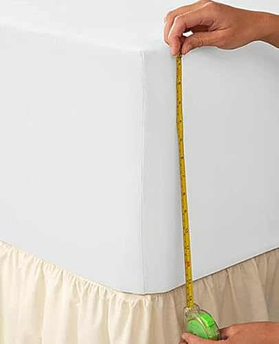 Extra Deep Fitted Sheet 40CM Deep Fully Elasticated 100% Egyptian Cotton 200 Thread Count (White, King)