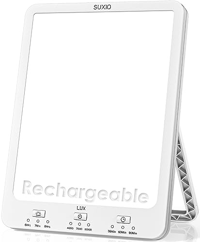 Decatela Therapy Lamp Rechargeable, 10000 Lux Sunlight Lamp, Therapy Light with Wake-Up Function, Daylight Lamp with Memory Function, Happy Lamp Use As Lift-Mood, Light Therapy Box for Home/Office