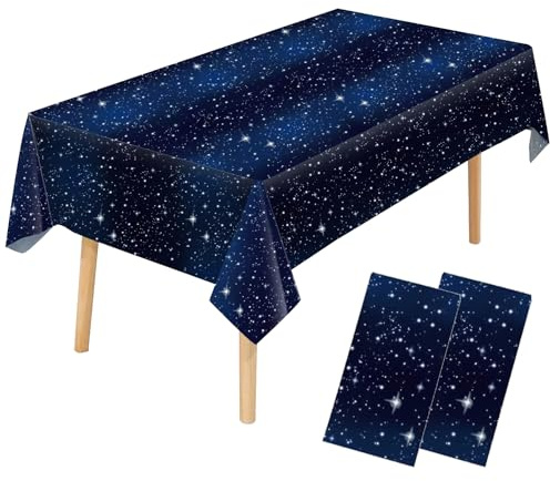 YXHZVON 2 Pezzi Tovaglia Battesimo Usa e Getta, Tovaglia Compleanno Stellata Blu, Tovaglie Riutilizzabile per Decorazione Casa Anniversario Laurea Compleanno Party(137 x 274 cm)