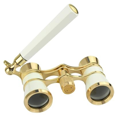 BLACKICE Opera Glasses, 3X25 Theater Binoculars, Mini Compact Opera Glasses with Adjustable Handle, Portable Binoculars for Women Adults Kids, Ideal for Concert Theater Opera (White with Handle)