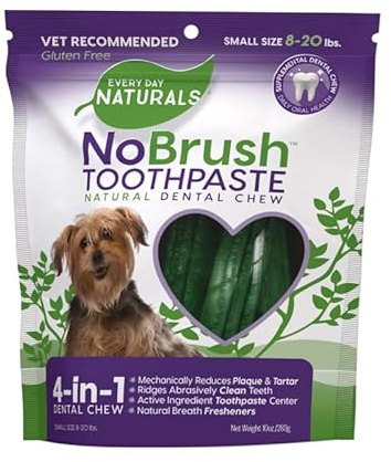 Every Day Naturals Dog Dental Chew, No Brush Toothpaste for Small Breeds, Freshens Breath, Unique Texture Helps Reduce Plaque & Tartar, 10 oz, 1 Pack