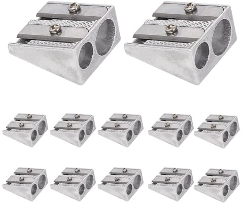 Doppelloch Bleistiftspitzer, 12 Stück Magnesium-Bleistiftspitzer Hand-Bleistiftspitzer, Metall-Bleistiftspitzer Magnesium, Kleine Anspitzer Für Schulen Büros Art