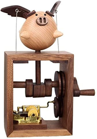 ASHSDI Spieluhr Musikbox, Handkurbel Spieluhr Holz Gravierte Spieluhr Tierform Für Geburtstag Weihnachten Musikspieluhr Spieldose (Color : B, Size : As Shown)