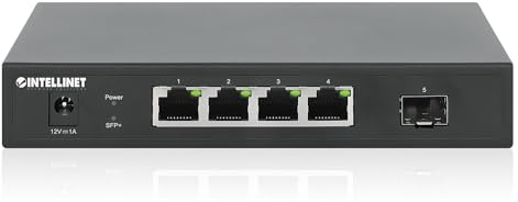 Intellinet Switch di Rete a 5 Porte con Ethernet 4X 2.5G, 1 SFP+ Uplink, capacità 10G ultraveloce, Senza Ventola, Ideale per Wi-Fi 6 ad Alta Larghezza di Banda e soluzioni aziendali - 562058