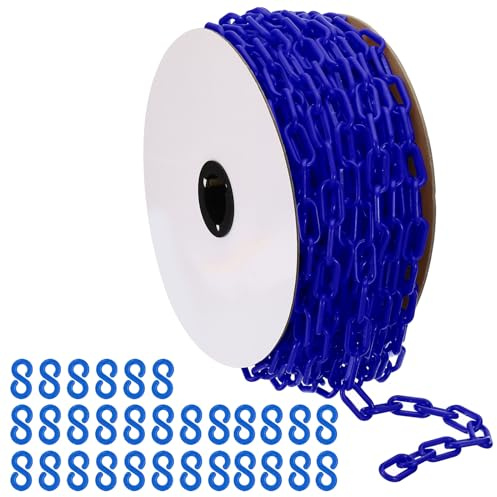 PATIKIL Plastikkette, 120 Fuß Sicherheitsbarriere-Kette für Menschenkontrolle, 1/4 Zoll (6 mm) blaue Kunststoffkettenverbindungen für Warteschlangen, Parkplätze, Zäune