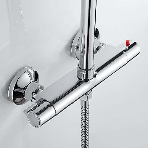 PlyEosy Thermostatic Shower Mixing Valve Wall Mounted Constant Temperature Anti Scald Shower Valve Diverter Hot Cold Water Mixer Valve for Bathroom RV Bathtub