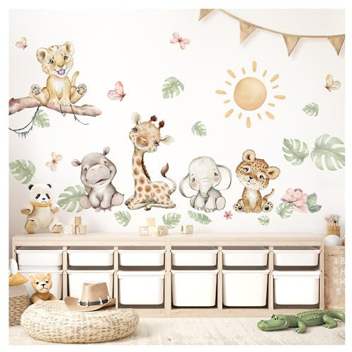Little Deco Wandtattoo Safaritiere Giraffe Elefant DL5077 XL