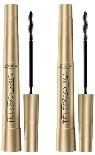 L'Oréal Paris Make-Up Designer Telescopic Black Stretching Mascara med Flexibel Borste för Definiera Separation Av Klumpfria Ögonfransar Svart - 2 Kosmetika