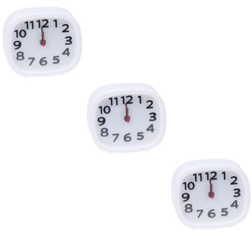 Warmhm 3St quadratische Uhr studentischer Wecker Kinderwecker für Kinder Alarm Clock on time leucht Table Clock Tischuhr Pünktlichkeit Desktop- kleine Uhr Weiß