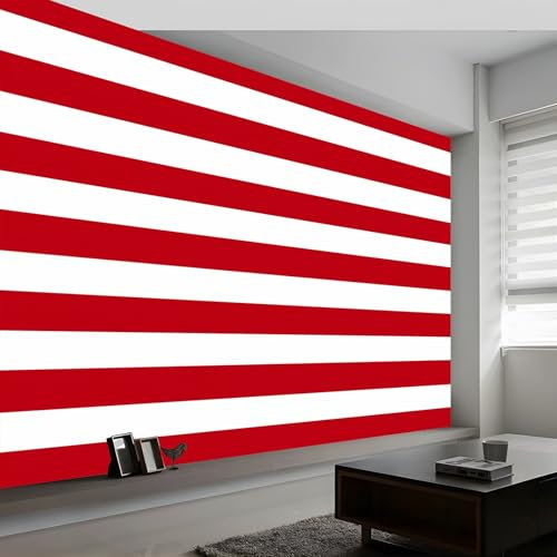 Fototapete Rot Wanddekoration, Geometrisches Minimalistisches Muster Streifen Tapeten Wandtapete 300 x 210 cm (B x H), für Wohnzimmer Schlafzimmer Wandtapete Panorama Poster Wandbild für Kinderzimmer