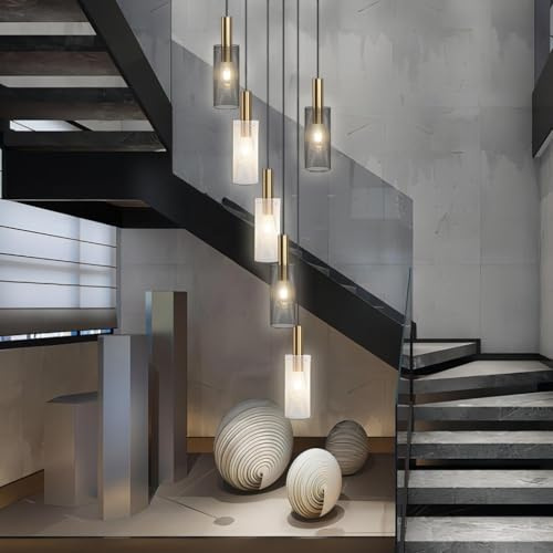 LYSDjia E27 Metall Kronleuchter Gehweg Treppenhaus Licht Pendelleuchte Industrieller schwarzer Käfig Lampenschirm Höhenverstellbare Hängelampe Dekoration Wohnzimmer Villa Kücheninsel Restaurant Decken