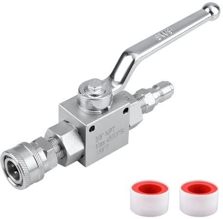 NQEUEPN High Pressure Washer Ball Valve Kit, Premium Stainless Steel 3/8 Fast Connect Ball Valve Pressure Washer Ball Valve Suitable for High Pressure Cleaning Hoses