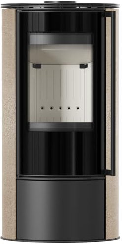 Kratki Kaminofen aus Stahl 5,5 kW Ø 150 Erik dekorative Keramiken Gold Satin Stahlofen Schwedenofen BImSchV Stufe 2 Energieklasse A EEK A