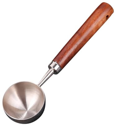 FSSTUD 30ml Vintage Coffee Measuring Spoon Stainless Steel Measuring Tablespoon Tea Measure Spoon Coffee Table Spoon Scoop Liquid Measuring Teaspoon with Wooden Handle Silver