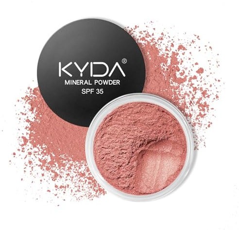 KYDA Mineral Powder Rouge, SPF 35, Loose Mineral Blush, Natural Glow Rouge Puder, aufbaubare Deckkraft für gesund aussehende Farbe, leichte, mischbare Formel, 0,28 oz, Shine Rose
