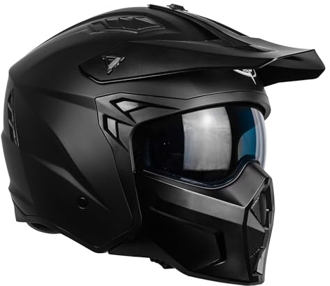 one by Camamoto | Roller- und Motorradhelm, Track Jet, mattschwarz, Integralhelm mit abnehmbarem Kinnschutz, ECE R22-06-Zulassung, Größe M (57–58 cm)