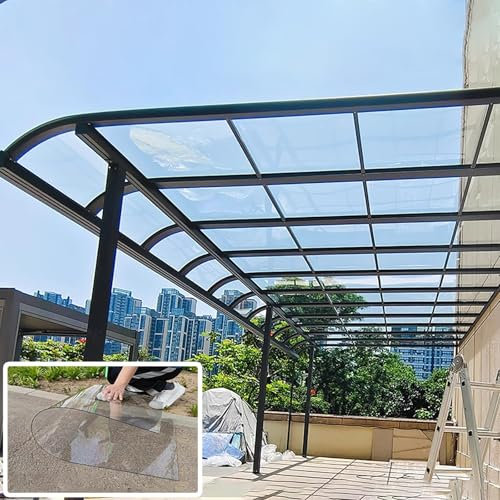 Polycarbonate Panel Plastic Roofing Sheet Outdoor Clear, 1.2mm Sturdy Patio Polycarbonate Greenhouse Panels, Uv Protection Rain Pergola Roof Panels, Glass Replacement, Cuts Easily Suitable(Clear,5.1x1