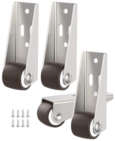 Anobeyi 0.9-Inch Small Low Profile Casters Wheels Set of 2, Silent TPR Long Frame Rigid Fixed Casters for Furniture, Room Door, Underbed Drawer, Storage Box, Cabinet, DIY Projects (4)