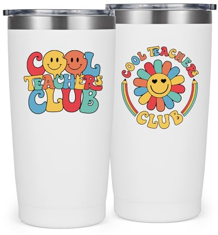 Livole Funny Teacher Gifts for Women, Men, Thank You Gift for Teachers, Tutor, Assistant, Coach, Cool Teacher Club, End of The Year Gifts, 20oz Teachers Travel Coffee Mugs, 60ml Insulated Wine Glass