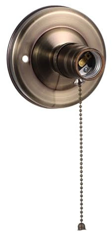 FOYTOKI Portalámparas E27 Vintage con Cadena de Tracción, Base de Luz Práctica y Compacta, Soporte Resistente para Decoración en Cafeterías y Restaurantes