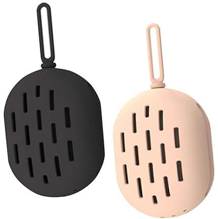 DEARMAMY 2 Stück Beauty Schwammhalter aus Silikon Praktische Aufbewahrungsbox für Make Up Schwämme Khaki und Schwarz für Reisen und Tägliche Nutzung