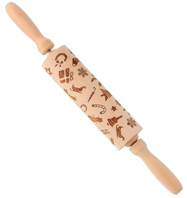 Warmhm Mattarello per Natale con Incisioni Decorative Antiaderente Pasta Pizza e Dolci Fatti Casa Utensile per Decorazioni Natalizie