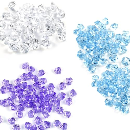210 Stück Dekosteine, Glassteine Bunt und Dekosand Blau: Acryl Diamanten in Blau und Violett für Vasenfüllung, Hochzeitsdeko und Kinderbasteln