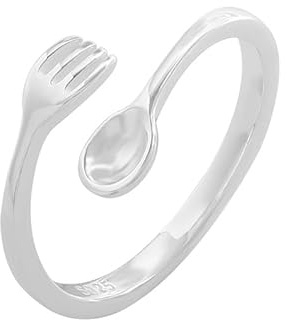 Lllunimon Forchetta cucchiaio anello S925 gioielli in argento sterling posate accessori per lo styling elegante e minimalista indossare tutti i giorni un regalo per lei