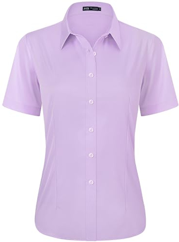 J.VER Bluse Damen Kurzarm Business Hemdbluse Bügelfrei Elegant Sommer | Knopfleiste, Luftig, Büro, Hochzeit, Service, Gastronomie, Arbeit, Party, Hochzeitsgast, Elegant, Basic, Tailliert, XS-3XL