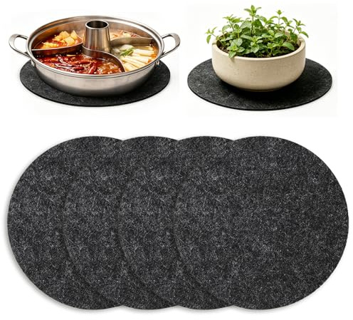 6 Stück Filzuntersetzer Rund Ø30 cm, Groß Platzset aus Robustem Filz, Hitzebeständige & rutschfeste Tischschoner Wiederverwendbar Tischuntersetzer Filzunterlage für Töpfe Teller Gläser Pfannen