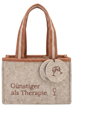 POPNOOK Damen Flaschentasche 6 Flaschen Filz, Getränketräger Sekt Bier