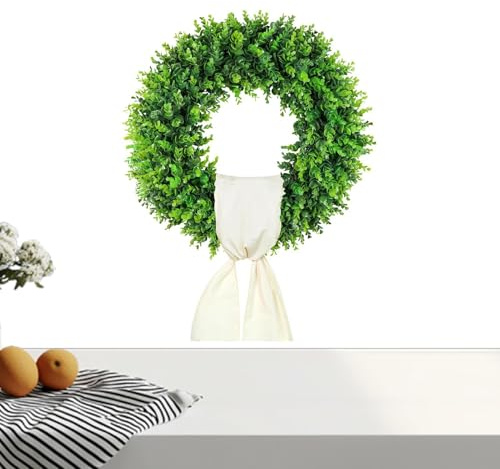 Ghirlanda di bosso artificiale, 50 cm, resistente alle intemperie, decorazione per esterni, per terrazza, cortile, parete, interni, casa, fattoria, feste, primavera, estate, autunno
