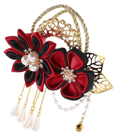 VILLCASE Elegante Retro Haarnadel aus Metall mit Blumenquaste und Strasssteinen im Asiatischen Stil Sichere Passform und Einfache Anwendung für Hanfu und Kimono