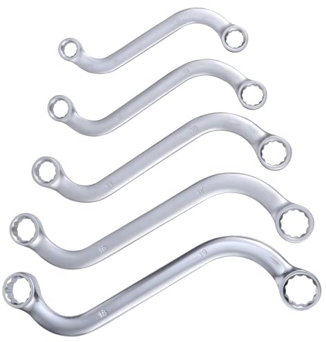 TOYANDONA Jeu de Clés à Molette S en Acier Chrome Vanadium 5 Pièces, Facile à Transporter, Fonction Pratique pour Réparation Automobile, Forme en S Polyvalente