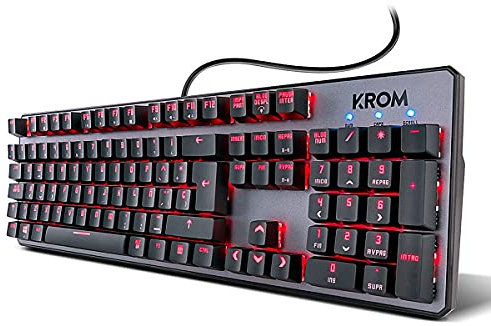 KROM Kernel - Teclado Gaming mecánico, 11 Teclas Multimedia, iluminacion LED RGB, 9 Efectos iluminación, silencioso, Layout Español