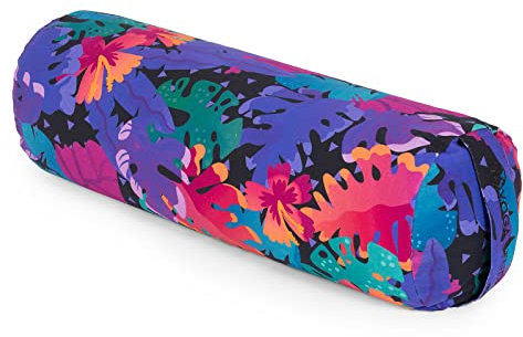 Yoga Studio Bio-Buchweizen-Nackenrolle – 23 cm x 61 cm, Buchweizen-Yoga-Bolster mit Tukan, leichter Nackenrolle, Bezug aus Bio-Baumwolle