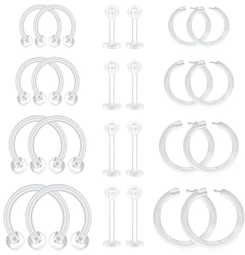 D.Bella Klar Lippen Ohr Nase Septum Augenbraue Zunge Piercing Halter Durchsichtige Körperschmuck Piercing Retainers Mix Stile Multizweck Hufeisen Industrial Barbell Plastik Kit