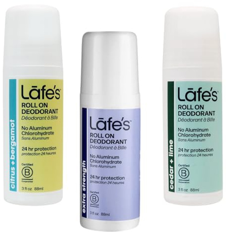 Lafe's | Men's Roll On Aluminum Free Deodorant Variety - Active, Extra Strength, Fresh | Vegan, Cruelty Free, Gluten Free, Paraben Free & Baking Soda Free with 24-Hour Protection; 3 Pack (3oz each)