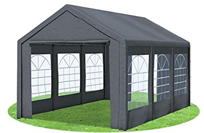 Stabilezelte Partyzelt 3x5 Classic Premium PVC 400 g/m² wasserdicht inkl. Seiten Festzelt Gartenzelt Grau