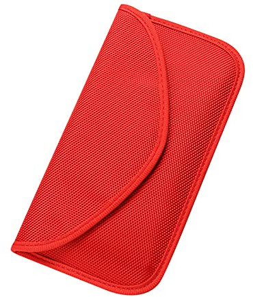 DUBENS Faraday-Tasche, RFID-Signal-Blockierung Tasche Abschirmung Käfig Beutel Brieftasche Fall für Handy-Datenschutz und Auto-Schlüssel, Anti-Tracking Case Blocker (Rot)