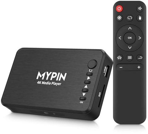 4K Media Player, MYPIN HDMI Media Player Read USB drive/SD card with HD HDMI/AV/VGA Output for RMVB/MKV/JPEG etc with Remote Control