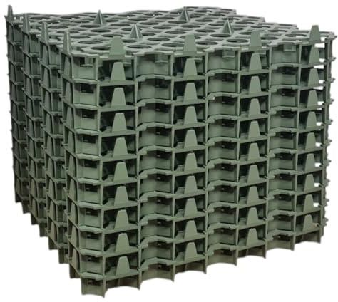 Stabilo Kunststoff Rasengitter Rasengitterplatten Rasenwaben Bodenwaben Paddockplatten Gehwegplatten 50x50x4 cm - grün - 10 Stück