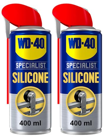 WD-40 Specialist Silicone Spray Lubricant, 400ml Twin Pack, All-Weather Rust Protection Silicone Lubricant, Repels Moisture, Dust, and Grime for Rubber Seals, Doors, Windows