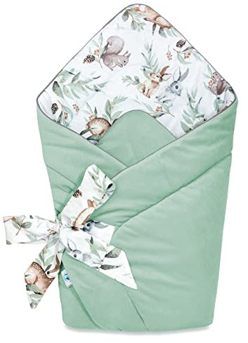 Pepi Baby Pucksack 75×75 cm - Sommer und Winter Pucktuch für Neugeborene - Einschlagdecke - Green Groove Mit Velvet