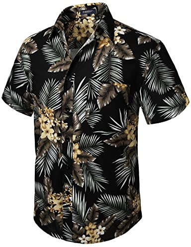 HISDERN Camicie Aloha Hawaiana Funky Manica Corta Tasca Anteriore Vacanza Estate Stampato Spiaggia Camicia Casual Hawaii S-2XL