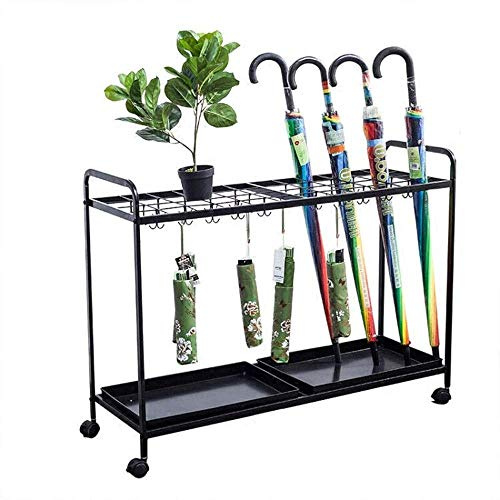 SENNIAN Umbrella Rack,Umbrella Barrel,Umbrella Base,Iron Space Saving Household Rain Gear Storage Basket Creative Multi-Function Hotel Lobby Mobile,Black