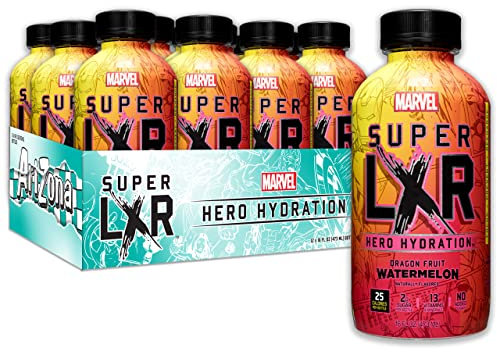 Arizona x Marvel Super LXR Dragon Fruit Watermelon Hero Hydration Drink, Pack of 12 x 473ml PET Bottles Sports Drink with Electrolytes & Vitamins